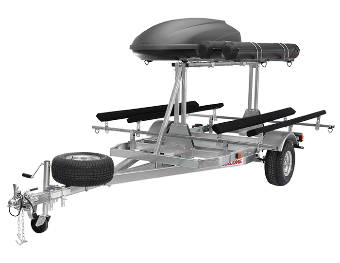 MegaSport™ LowBed™ Kayak Trailer w/Tier, Spare, 2 sets Bunks, Cargo Box, 2 Rod Tubes